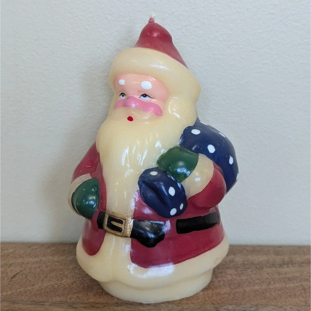 Vintage Santa Claus Molded Wax Figure Candle 5.5